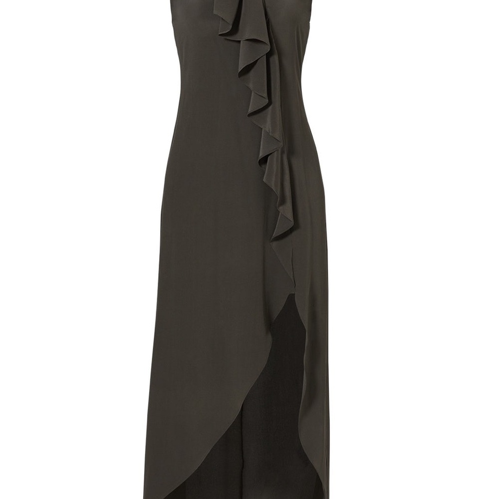 Reformation Olive Green Ruffle High-Slit Maxi Dress - Picture 3 of 8